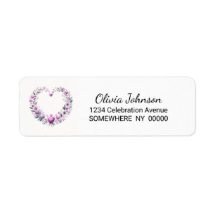 Pink Floral Heart Return Address Label