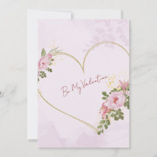 Pink Floral Heart Valentine Card