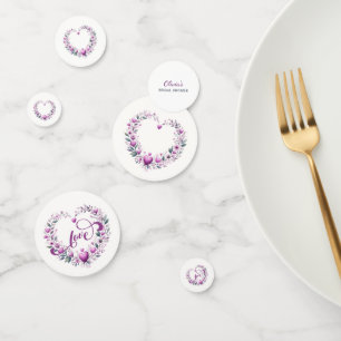 Pink Floral Hearts Bridal Shower Confetti