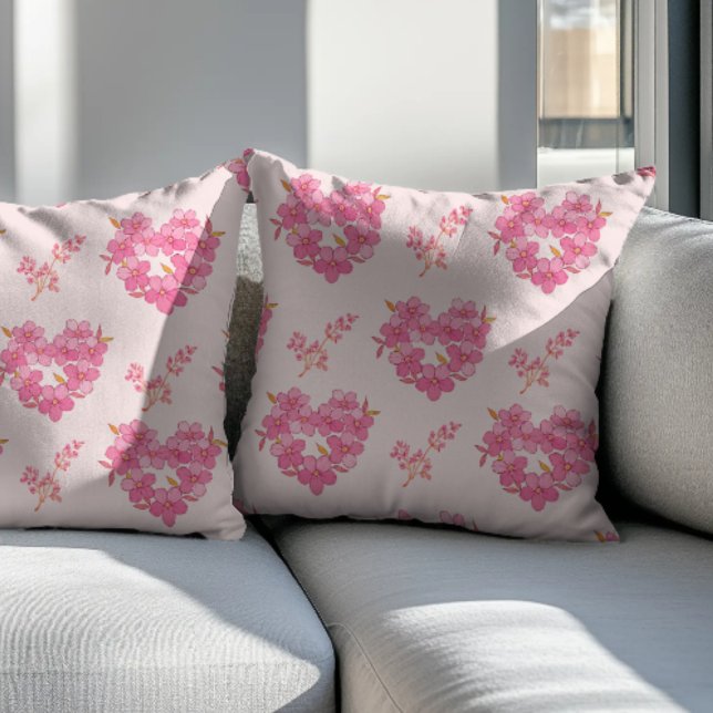 Pink Floral Hearts Pattern Cushion (Creator Uploaded)