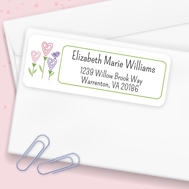 Pink Floral Hearts Return Address (Creator Uploaded)