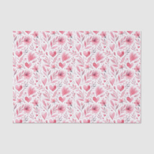 Pink Floral Hearts Tissue Paper