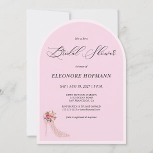 Pink Floral High Heels Bridal Shower Invitation