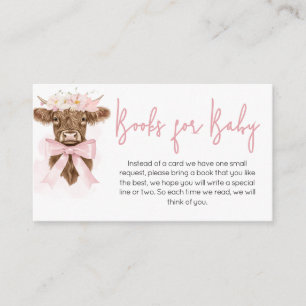 Pink Floral Highland Cow Books for Baby Enclosure Card