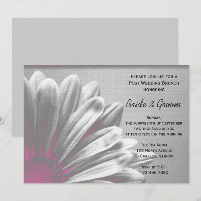 Pink Floral Highlights Post Wedding Brunch Invitation (Front/Back)