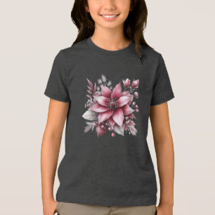 Pink Floral Holiday T-Shirt Tri-Blend Shirt
