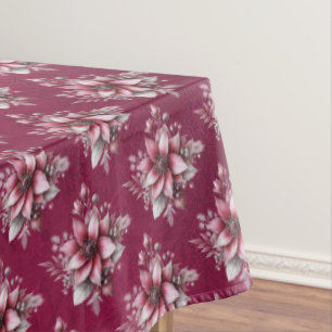 Pink Floral Holiday Tablecloth