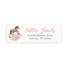 Pink Floral Horse Birthday Return Address