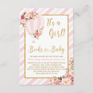 Pink Floral Hot Air Balloon Bring a Book Card