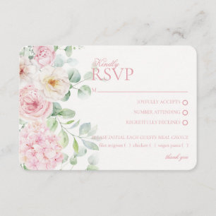 Pink Floral Hydrangea Botanical Wedding RSVP Enclosure Card
