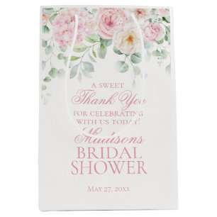 Pink Floral Hydrangea Bridal Shower Favour Medium Gift Bag