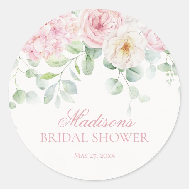 Pink Floral Hydrangea Bridal Shower Invite Seal (Front)