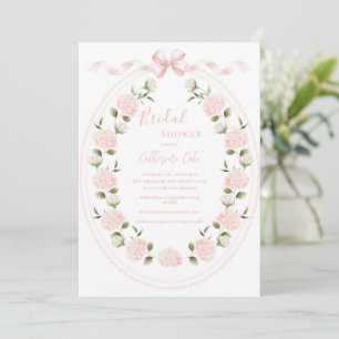 Pink Floral Hydrangea Elegant Bridal Shower Invitation