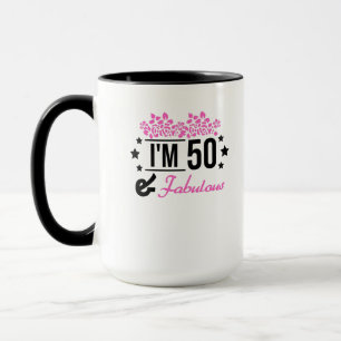 pink floral im 70 years old and fabulous mug