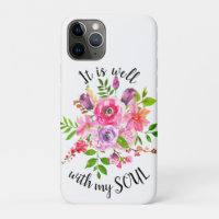 Pink Floral Inspirational It Is Well With My Soul