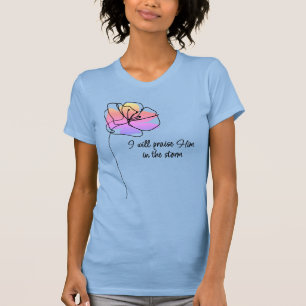Pink Floral Inspirational Praise God Christian T-Shirt