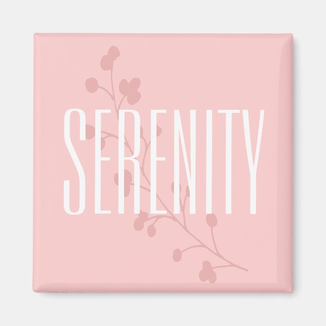 Pink Floral Inspirational Serenity Magnet (Front)