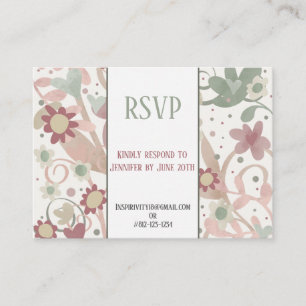 Pink Floral Inspirivity Elegant Wedding RSVP Enclosure Card