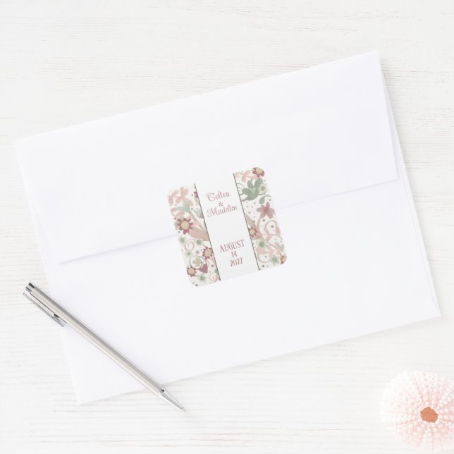 Pink Floral Inspirivity Wedding Elegant stickers  (Envelope)