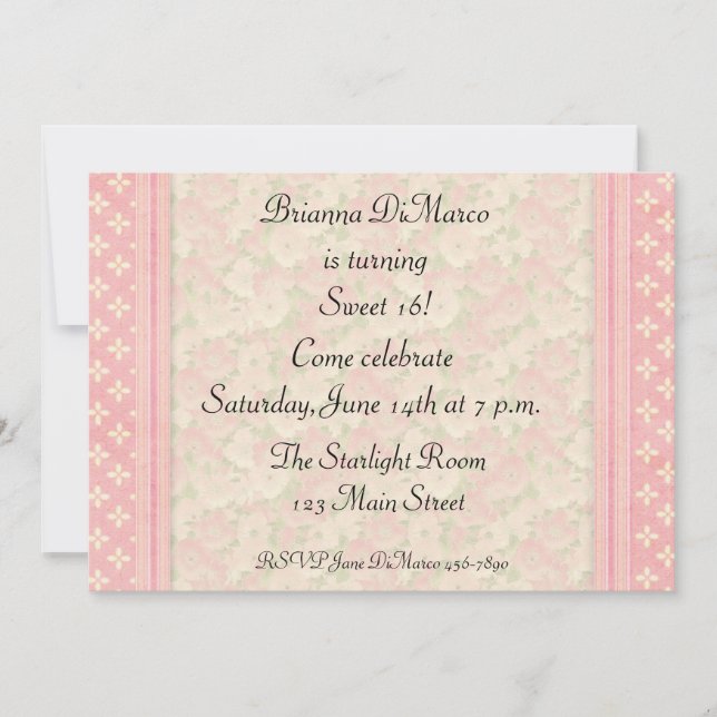 Pink Floral Invitation (Front)