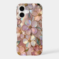 Pink Floral iPhone Case Stained Glass Elegant