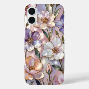Pink Floral iPhone Case Stained Glass Elegant