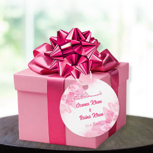 Pink Floral Islamic Muslim Wedding Favour Tags