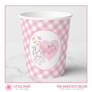 Pink Floral It’s a Girl Baby Shower Paper Cups