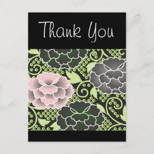 Pink Floral Japanese Kimono Pattern Postcard