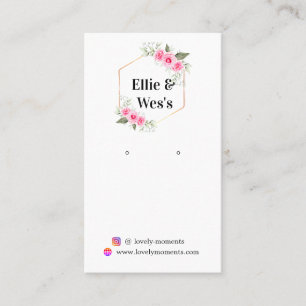 Pink Floral jewellery earring display card
