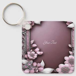Pink Floral Keychain