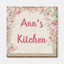 Pink Floral Kitchen Magnet