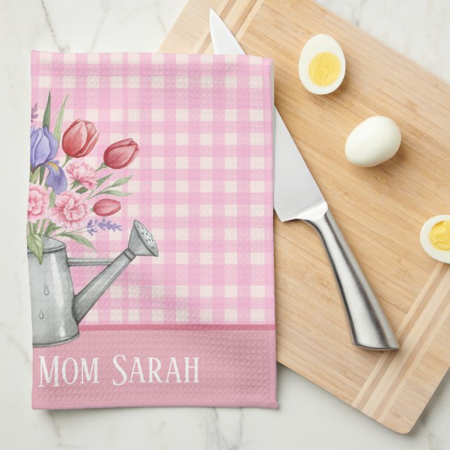 Pink Floral Kitchen Towel  Reusable, Durable (Quarter Fold)