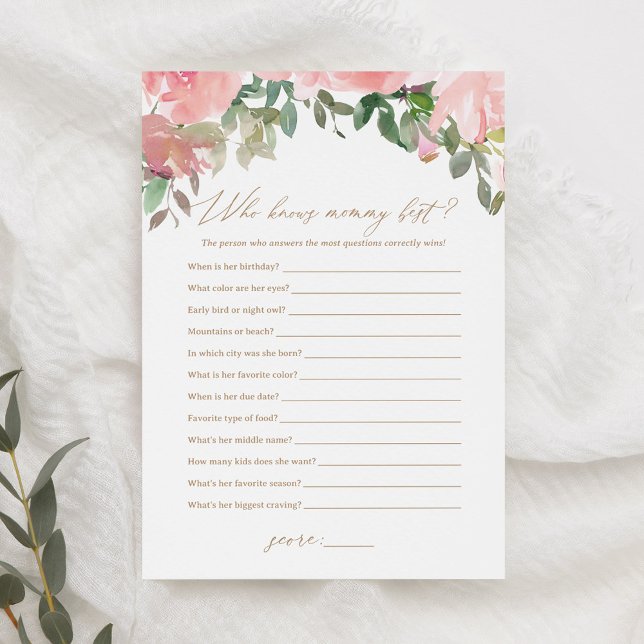 Pink Floral Knows Mummy Best Baby Shower Game Invitation (Creator Uploaded)