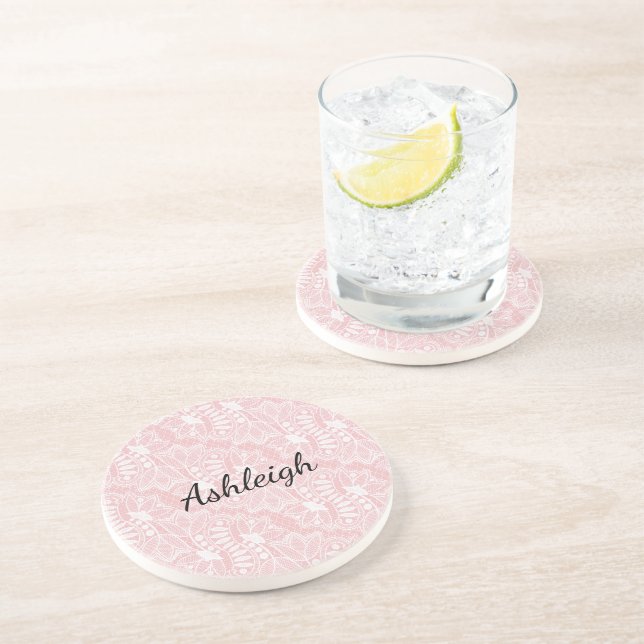 Pink Floral Lace  Coaster (Side)