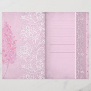 Pink Floral & Lace Lined Journal Page
