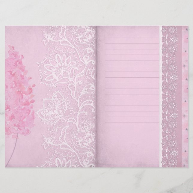 Pink Floral & Lace Lined Journal Page (Front)