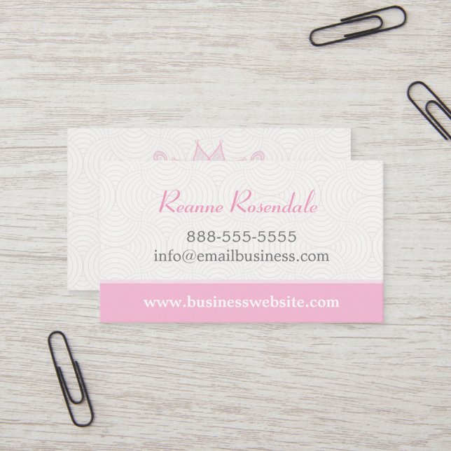 Pink Floral Lace on Waves Business Card (Front/Back In Situ)