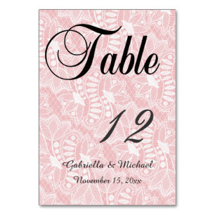 Pink Floral Lace Table Number