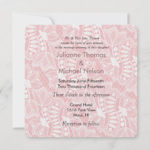 Pink Floral Lace Wedding Invitation