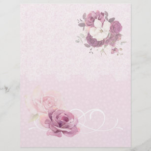 Pink Floral Bordered Scrapbook Paper