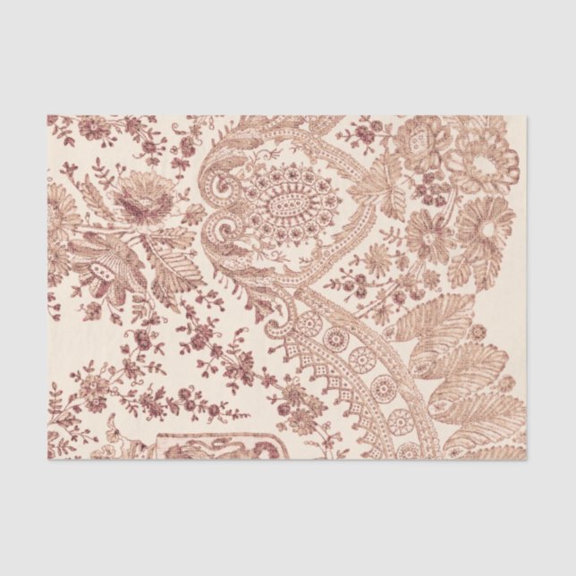 Pink Floral Lace With Roses Tissue Paper (Front)