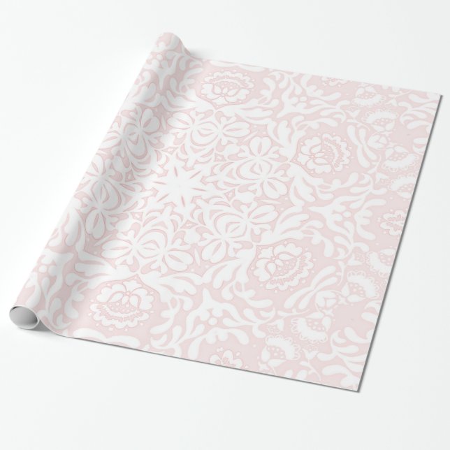 Pink Floral Lace Wrapping Paper (Unrolled)