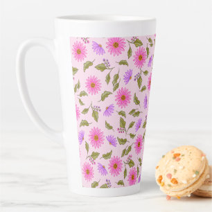 Pink Floral Lacy Daisy Latte Coffee Mug