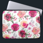 Pink Floral Laptop Sleeve<br><div class="desc">============ ABOUT THIS DESIGN ============ Shades of pink flowers and leaves pattern on a laptop sleeve makes a stunning fashion statement. ADD your name, your initial, any wording or add photo to customise for yourself or give as a gift. MATCHING iPhone case and iPad case available. Perfect for a birthday...</div>