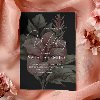 Pink Floral Layered Plant Wedding  Invitation