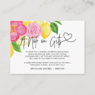 Pink Floral Lemon A Note on Gifts Wishing Well Enclosure Card