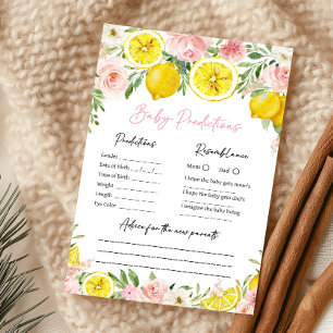 Pink Floral Lemon Baby Predictions Game