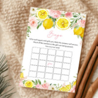 Pink Floral Lemon Baby Shower Bingo Game