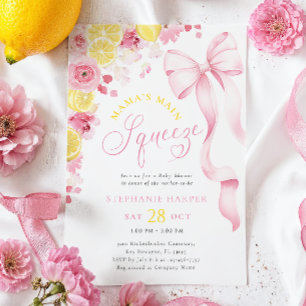 Pink Floral Lemon Baby Shower Invitation